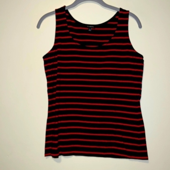 Women’s Talbots soft stretchy black red striped tank top shirt sz S - Picture 1 of 5
